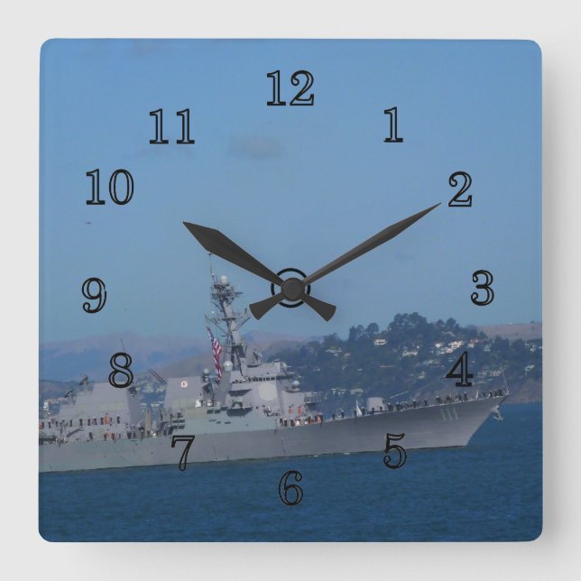 USS Spruance Square Wall Clock (Front)