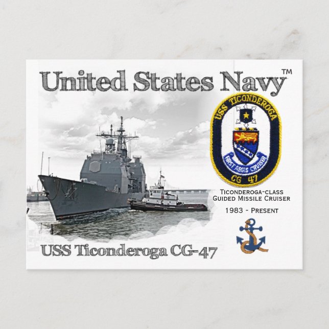 USS TICONDEROGA CG-47 CRUISER  -     POSTCARD (Front)