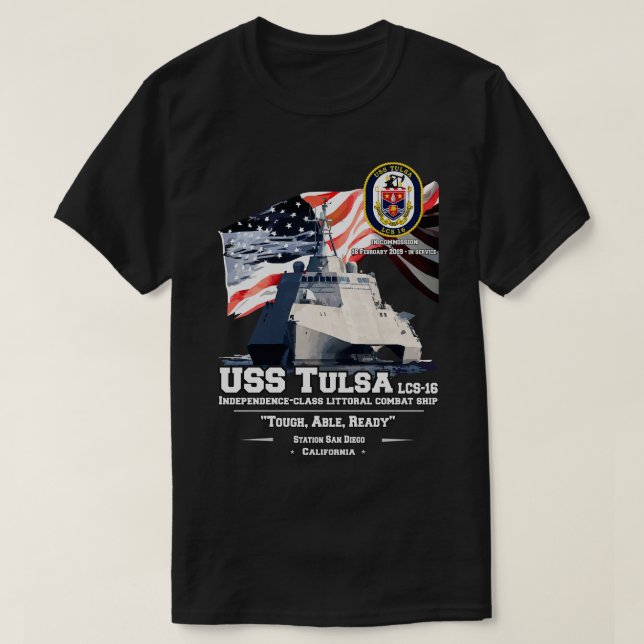 USS Tulsa LCS16 Independenceclass littoral combat  T-Shirt (Design Front)