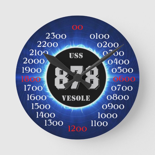 USS Vesole (DD-878) (DDR-878) Round Clock (Front)