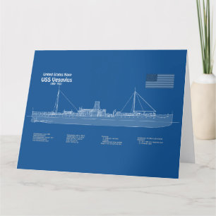 USS Vesuvius - Ship Blueprint Plans ABD Thank You Card