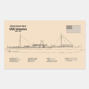 USS Vesuvius - Ship Blueprint Plans SD Sticker