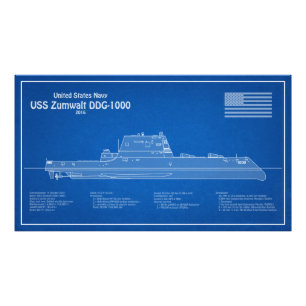 USS Zumwalt - Ship Blueprint Plans ABD Photo Print