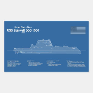 USS Zumwalt - Ship Blueprint Plans ABD Sticker
