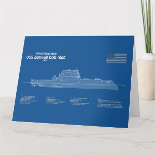 USS Zumwalt - Ship Blueprint Plans ABD Thank You Card