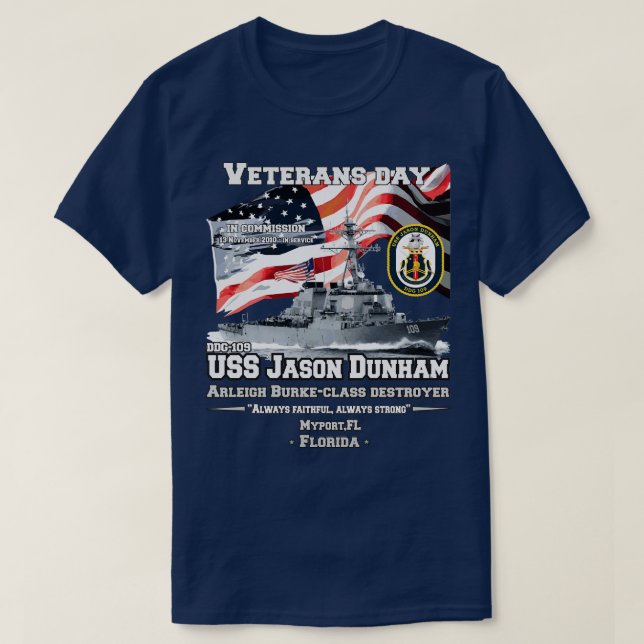 USSDunham Destroyer Veterans T-Shirt (Design Front)