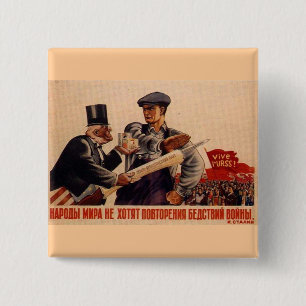 USSR CCCP Cold War Soviet Union Propaganda Posters 2 Inch Square Button