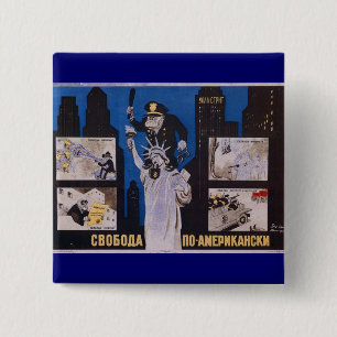 USSR CCCP Cold War Soviet Union Propaganda Posters 2 Inch Square Button