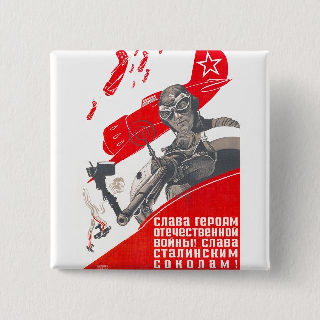 USSR CCCP Cold War Soviet Union Propaganda Posters 2 Inch Square Button (Front)