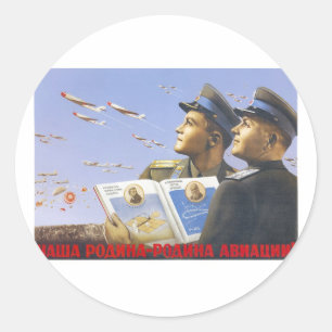 USSR CCCP Cold War Soviet Union Propaganda Posters Classic Round Sticker