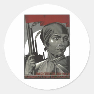 USSR CCCP Cold War Soviet Union Propaganda Posters Classic Round Sticker