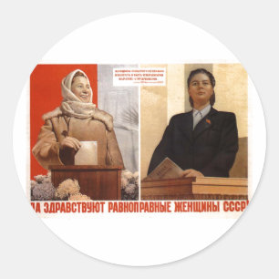 USSR CCCP Cold War Soviet Union Propaganda Posters Classic Round Sticker