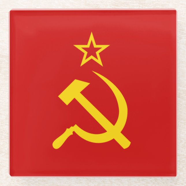 USSR flag Glass Coaster (Front)