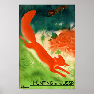 USSR Hunting Restored Vintage Travel Poster