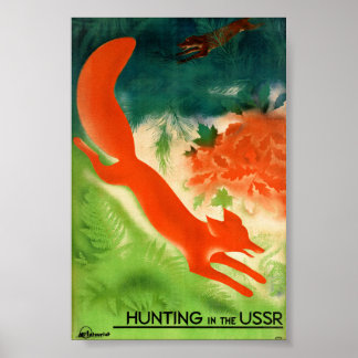 USSR Hunting Restored Vintage Travel Poster