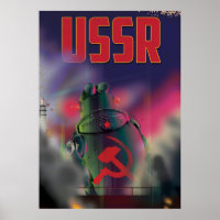USSR soviet russia cartoon travel poster art.