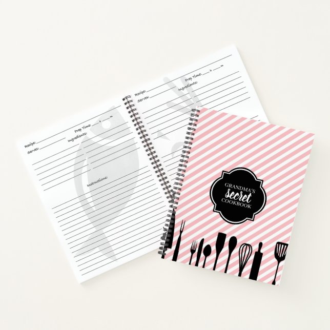 Ustensiles rose et blanc Carnet de recette personn (Intérieur)