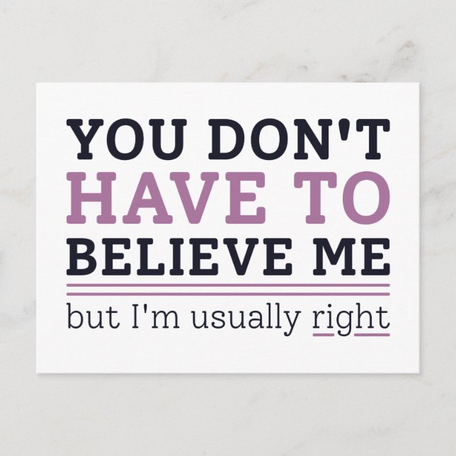 Usually Right Postcard (Front)