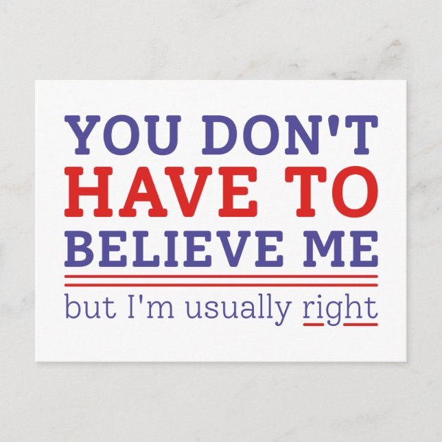 Usually Right Postcard (Front)