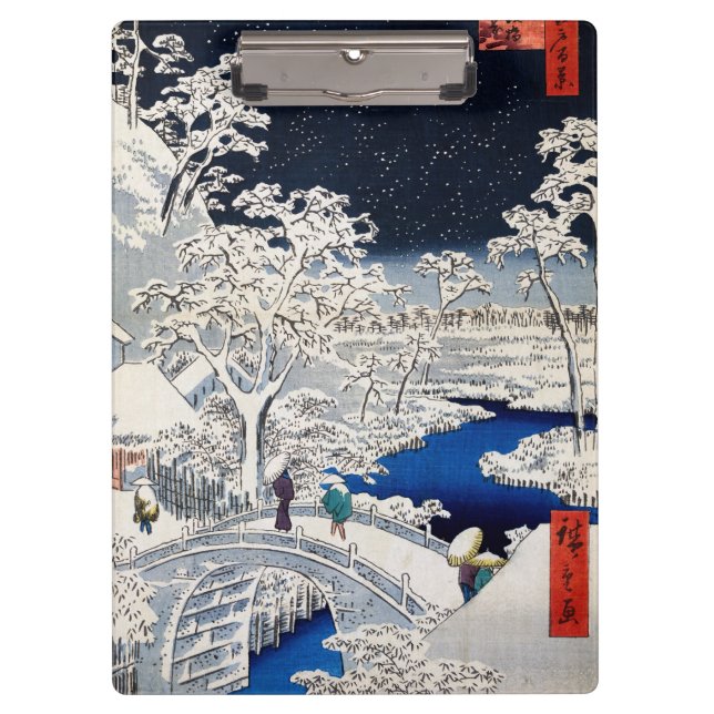 Utagawa Hiroshige - Drum Bridge at Meguro Clipboard (Front)