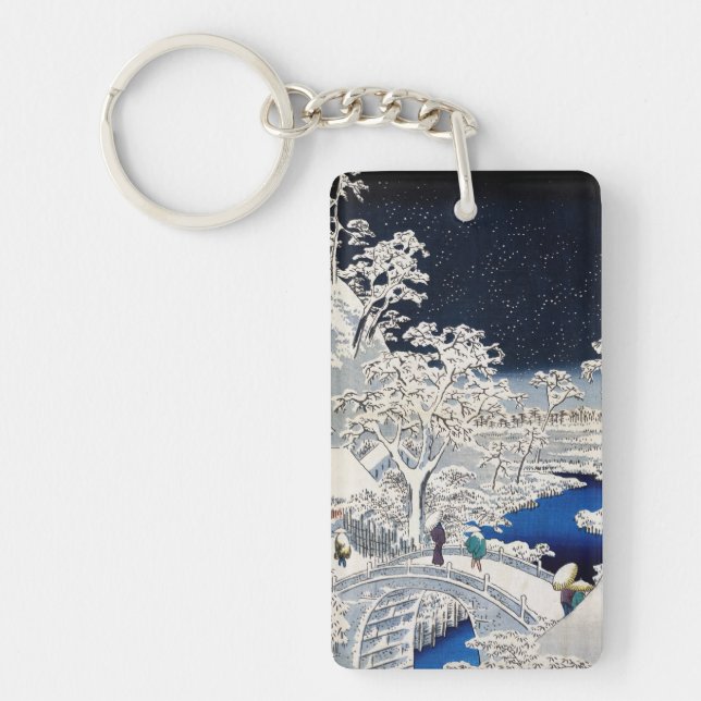 Utagawa Hiroshige - Drum Bridge at Meguro Keychain (Front)