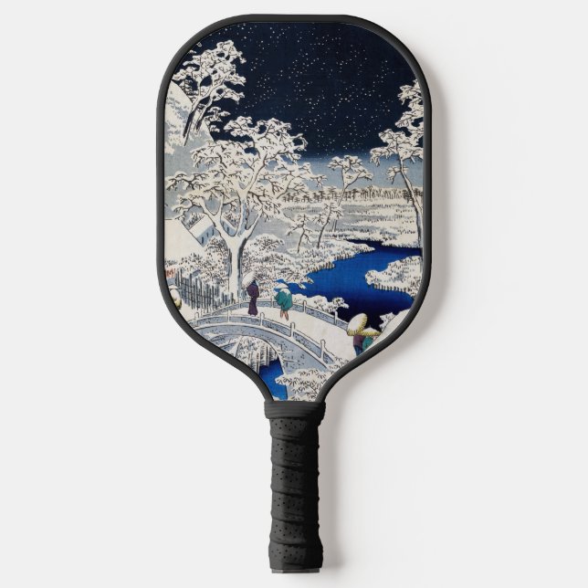 Utagawa Hiroshige - Drum Bridge at Meguro Pickleball Paddle (Front)