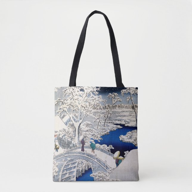 Utagawa Hiroshige - Drum Bridge at Meguro Tote Bag (Front)