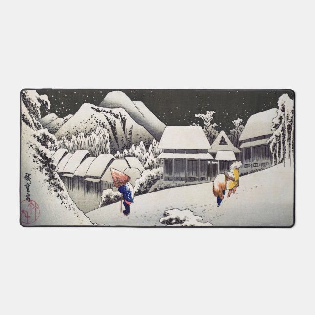 Utagawa Hiroshige - Evening Snow at Kanbara Desk Mat (Front)