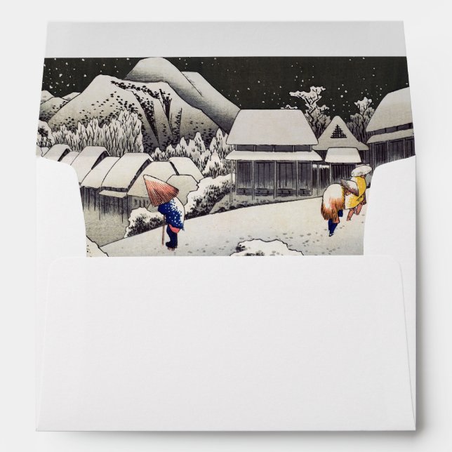 Utagawa Hiroshige - Evening Snow at Kanbara Envelope (Back (Bottom))