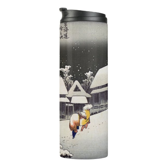 Utagawa Hiroshige - Evening Snow at Kanbara Thermal Tumbler (Rotated Right)