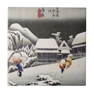 Utagawa Hiroshige - Evening Snow at Kanbara Tile