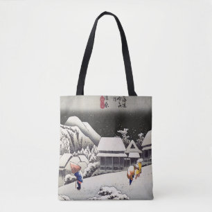 Utagawa Hiroshige - Evening Snow at Kanbara Tote Bag
