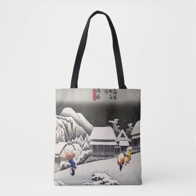 Utagawa Hiroshige - Evening Snow at Kanbara Tote Bag (Front)