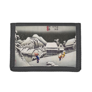 Utagawa Hiroshige - Evening Snow at Kanbara Trifold Wallet