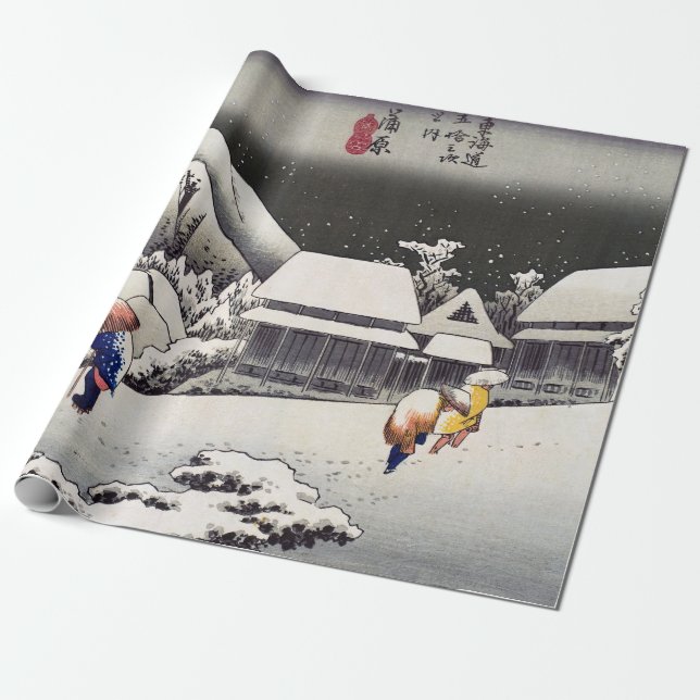 Utagawa Hiroshige - Evening Snow at Kanbara Wrapping Paper (Unrolled)