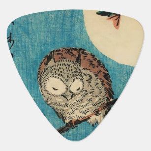 Utagawa Hiroshige - Horned Owl on Maple Branch Guitar Pick