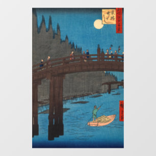 Utagawa Hiroshige - Kyoto Bridge by Moonlight Window Cling