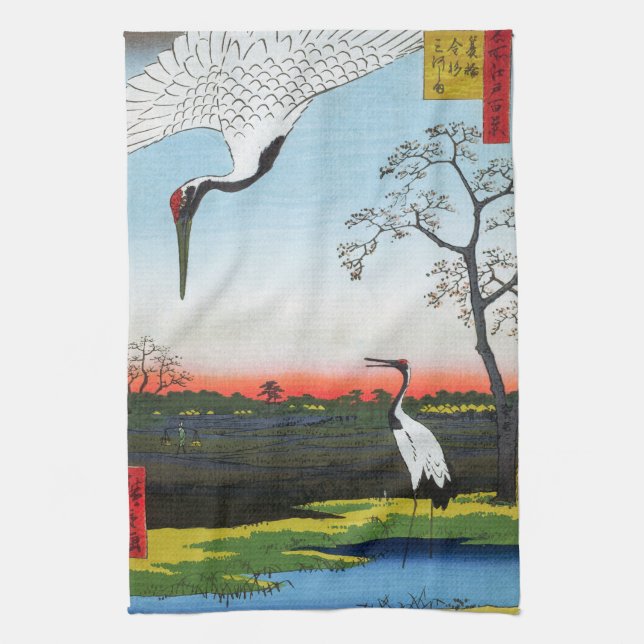 Utagawa Hiroshige - Minowa, Kanasugi, Mikawashima Kitchen Towel (Vertical)