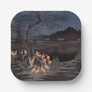 Utagawa Hiroshige - New Year's Eve Foxfires Paper Plate