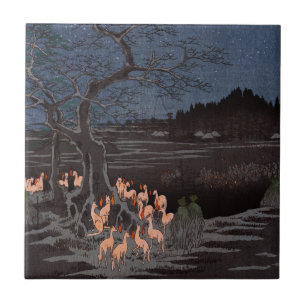 Utagawa Hiroshige - New Year's Eve Foxfires Tile