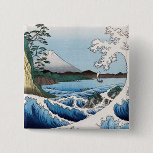 Utagawa Hiroshige - Sea off Satta, Suruga Province 2 Inch Square Button