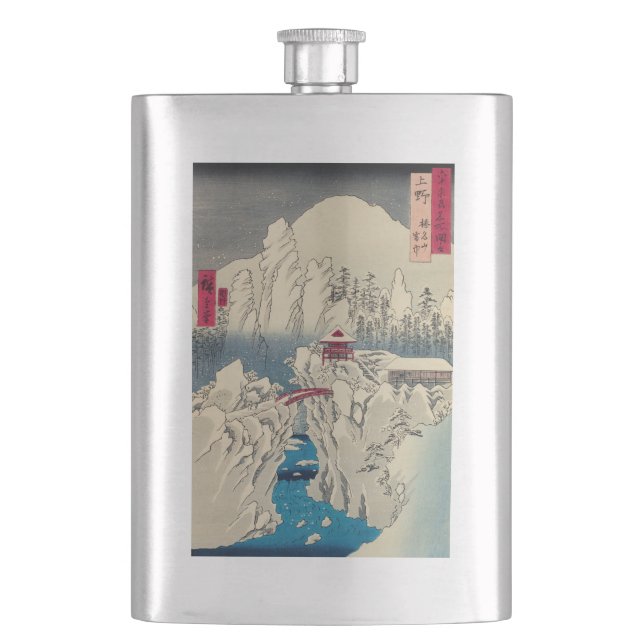Utagawa Hiroshige - Snow on Mount Haruna Hip Flask (Front)