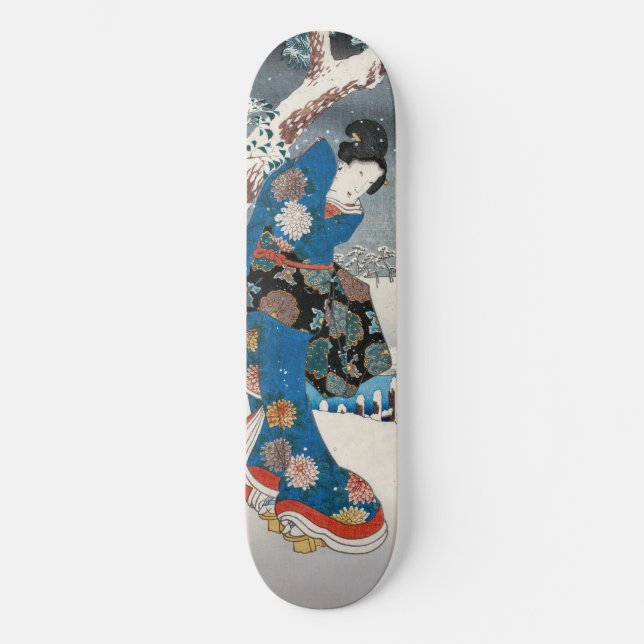 Utagawa Hiroshige - Tale of Genji, Elegant Woman Skateboard (Front)