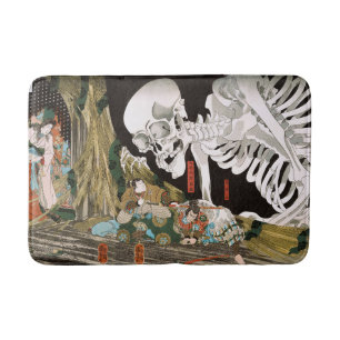 Utagawa Kuniyoshi Warrior vs. Ghost,Japanese Art Bath Mat