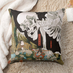 Utagawa Kuniyoshi Warrior vs. Ghost,Japanese Art Throw Pillow