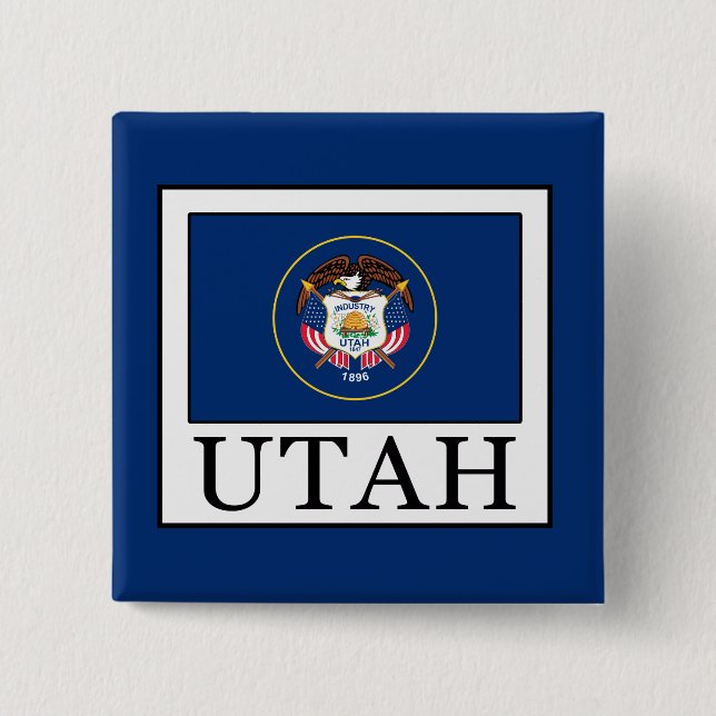 Utah 2 Inch Square Button (Front)