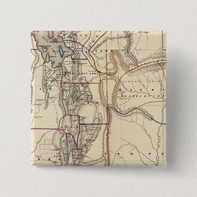 Utah 2 inch square button (Front)