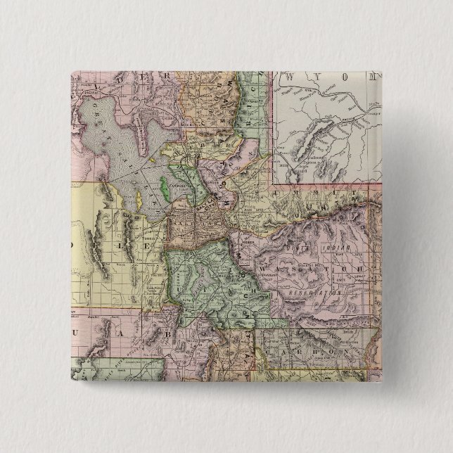 Utah 3 2 inch square button (Front)