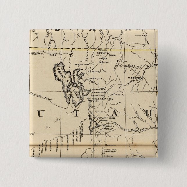 Utah 9 2 inch square button (Front)