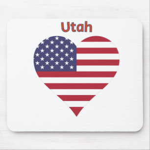 Utah American Flag Heart Mouse Pad